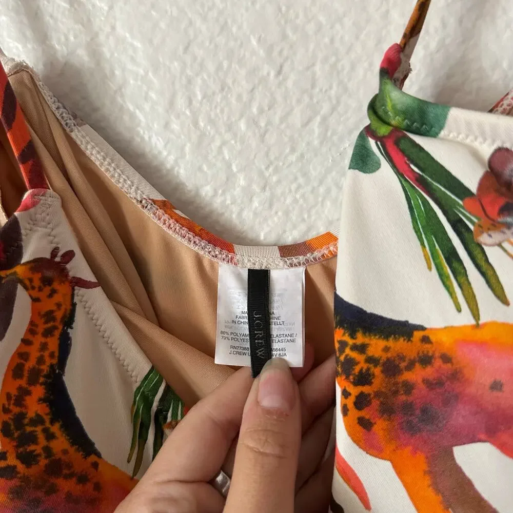 J. Crew Ratti Animal Ballet Print Scoop Neck One Piece Swimsuit Size 8